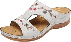 Ladmiple Sandals Women 2023 Fashion Floral Orthopedic Flip Flops with Arch Support Slippers Roman Casual Open Toe Shoes