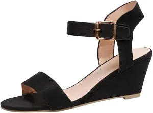Ladmiple Summer Sandals for Women 2023 Comfy Ankle Strap Slip On Wedge Sandal Open Toe Casual High Heels Platform Wedges