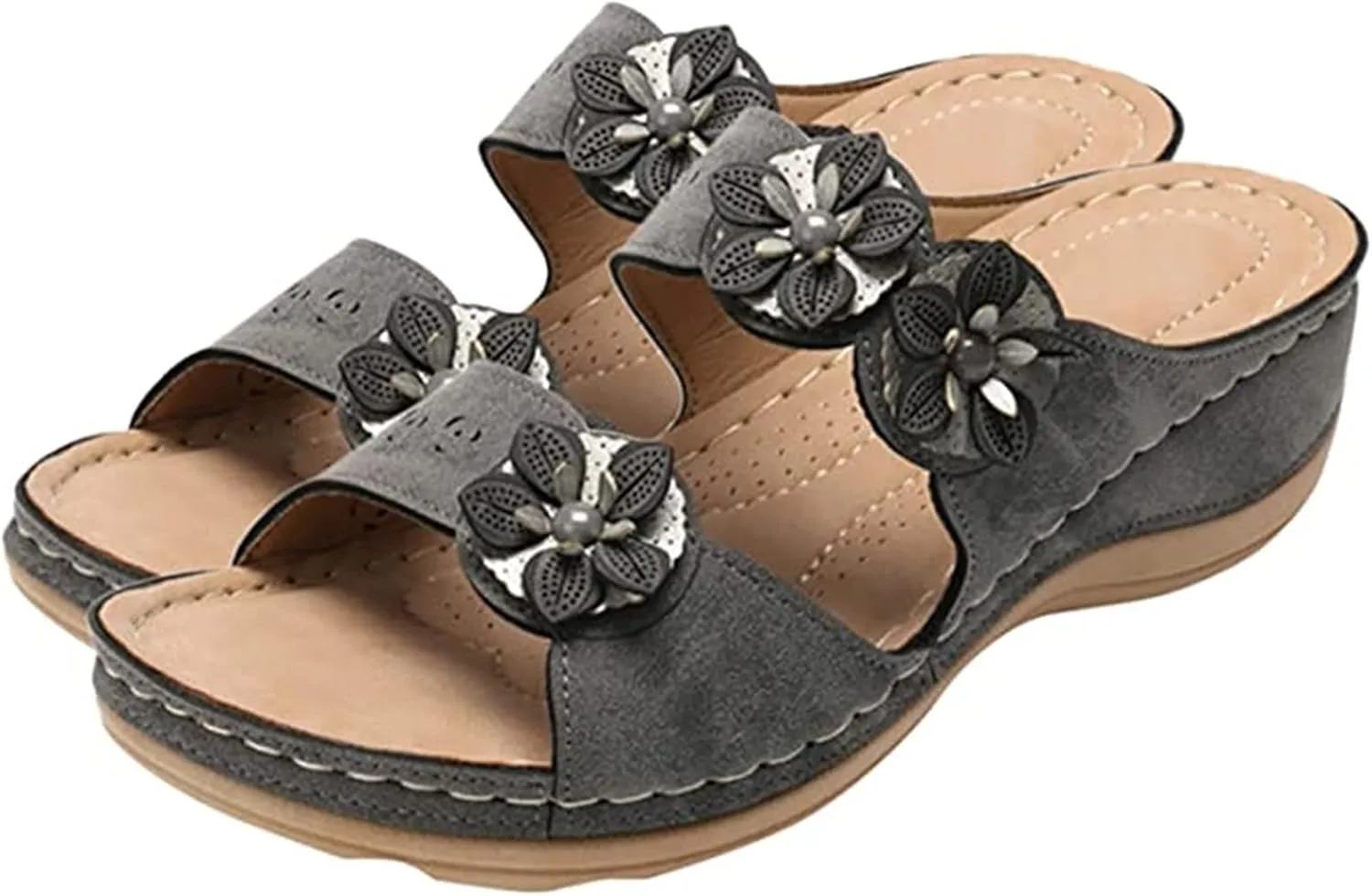 Ladmiple Summer Sandals for Women 2023 Dressy Wedge Orthopedic Flip Flops Sandals Slip On Open Toe Wedges Casual Shoes