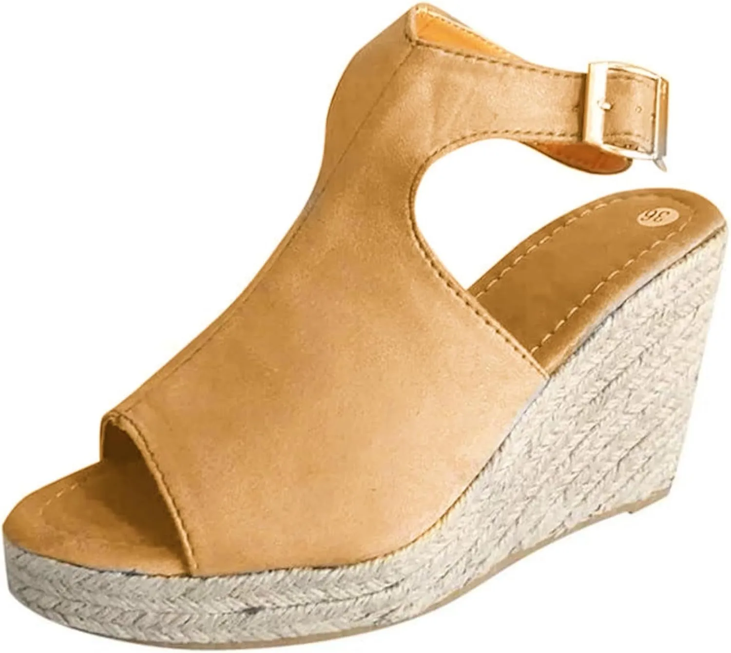 Ladmiple Wedge Sandals for Women Dressy Casual Summer Ankle Strap Open Toe High Heel Slip on Espadrilles Platform Sandal