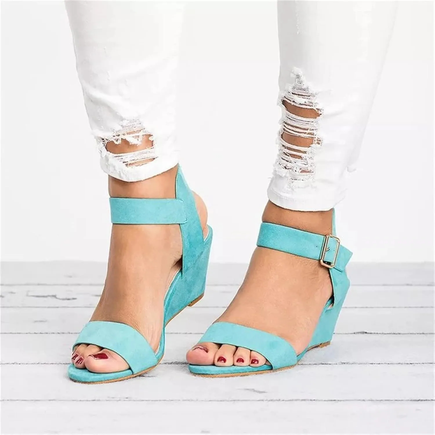 Ladmiple Wedge Sandals for Women,2023 Comfy Slip-On Sandal Summer Casual Beach Shoes Open Toe Dressy Espadrille Platform