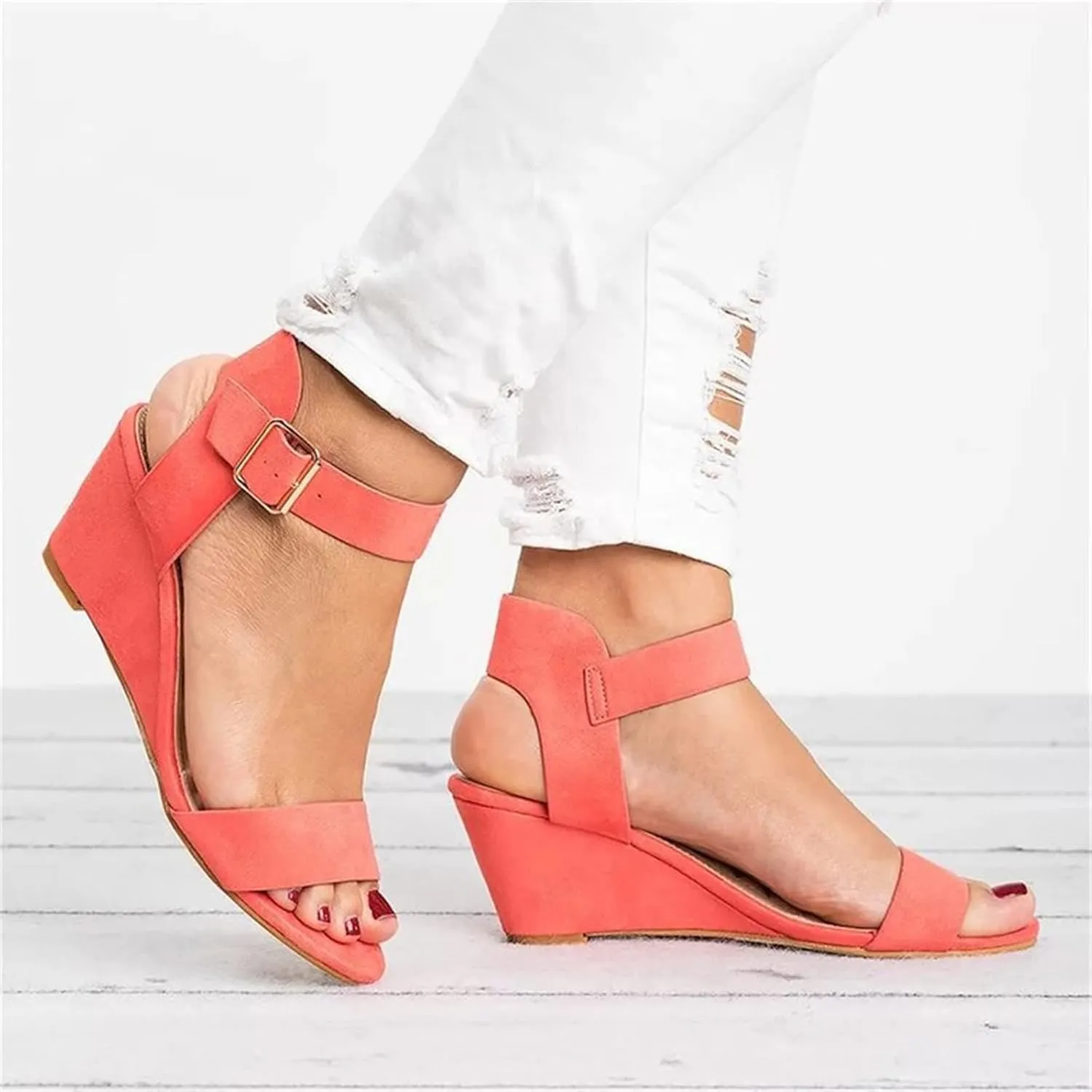 Ladmiple Wedge Sandals for Women,2023 Comfy Slip-On Sandal Summer Casual Beach Shoes Open Toe Dressy Espadrille Platform