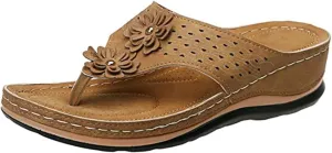 Ladmiple Womens Casual Summer Fashion Orthopedic Platform Flip Flops Arch Support Roman Clip Toe Slip On Slippers Shoes