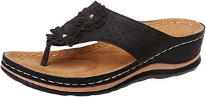 Ladmiple Womens Casual Summer Fashion Orthopedic Platform Flip Flops Arch Support Roman Clip Toe Slip On Slippers Shoes
