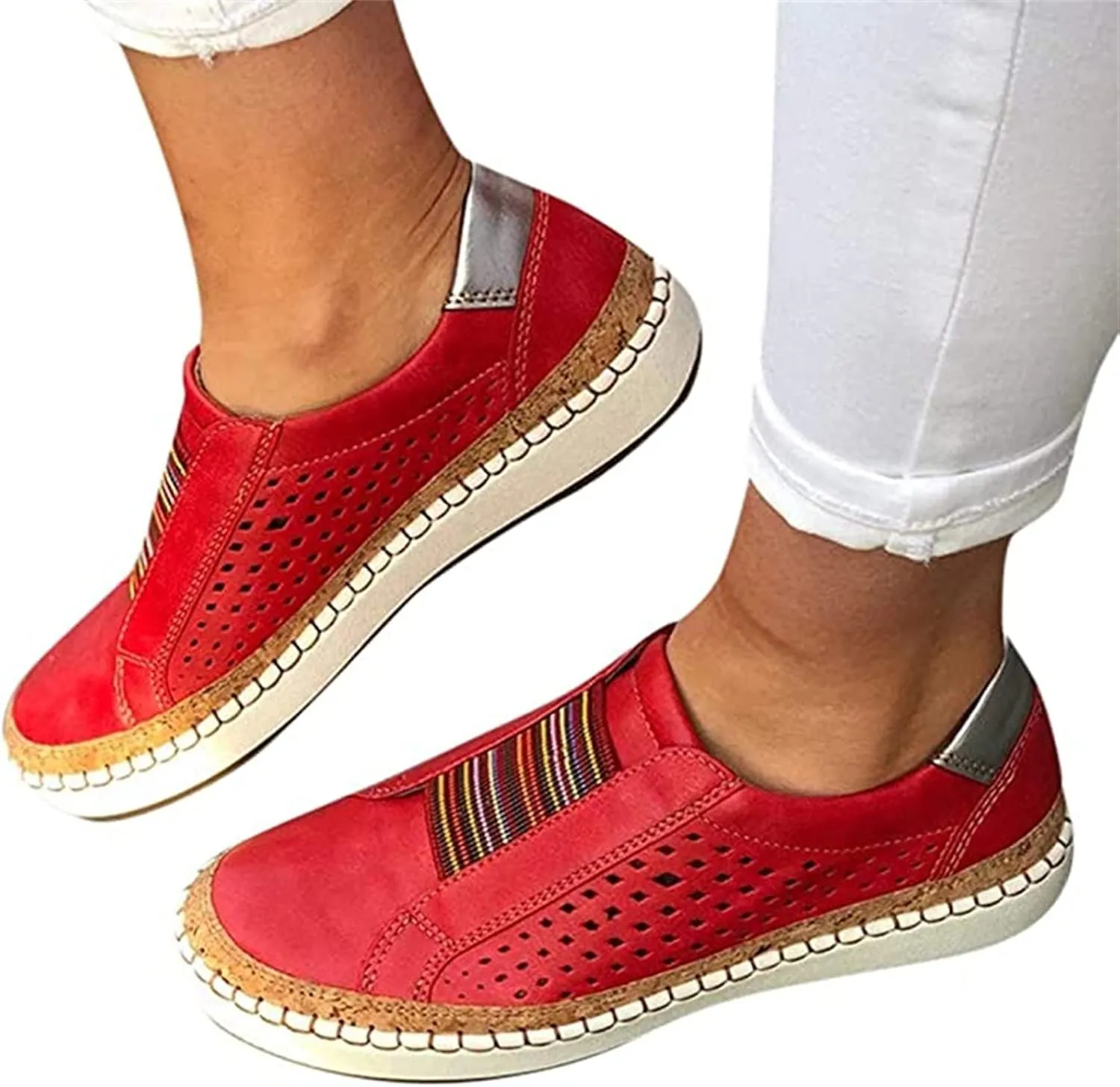 Ladmiple Womens Shoes Dressy Casual Loafers Low Top Canvas Sneakers Slip On Casual Fashion Comfortable Walking Shoes