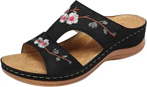 Lausiuoe Sandals Women Dressy Summer Flat Arch Support Fashion Orthotic Slides Comfy Slip On Orthopedic Slippers Flip Flops