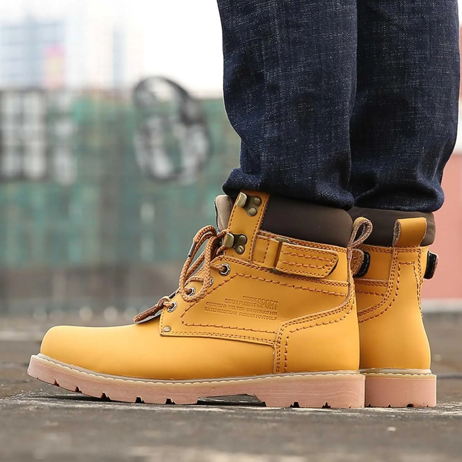 Men Work Boots Steel Toe Hiking Sneakers Fur Lined Ankle Boot Women Safety Toe Shoes Business Casual Lightweight Outdoor Botas Mid Ankle Work Casual Hike Grounded Footwear