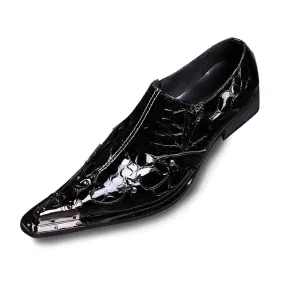 Mens Low Top Slip on Steel Toe Patent Oxfords