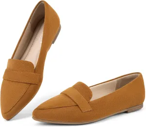 MUSSHOE Flats for Women Comfortable Pointed Toe Slip on Dressy Loafers for Women
