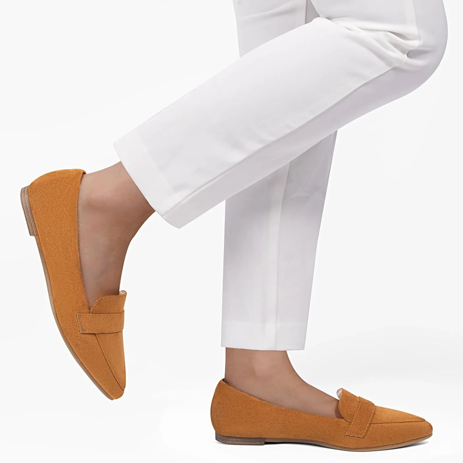 MUSSHOE Flats for Women Comfortable Pointed Toe Slip on Dressy Loafers for Women