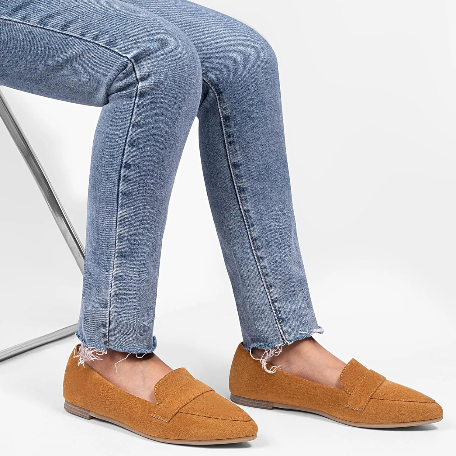MUSSHOE Flats for Women Comfortable Pointed Toe Slip on Dressy Loafers for Women