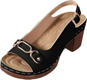 Orthopedic Sandals for Women, Women Walking Slippers with Arch Support Ladies Elegant Mid Heel Sandals Fish Mouth Slingback Walking Shoes for Working Shopping
