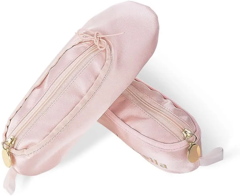 Personalized Name Ballet Shoe Makeup Bag Pencil Case Cosmetic Bag Ballet Gift for Dancers Custom Ballerina Bag Zipper Pouch Cosmetic Pouch