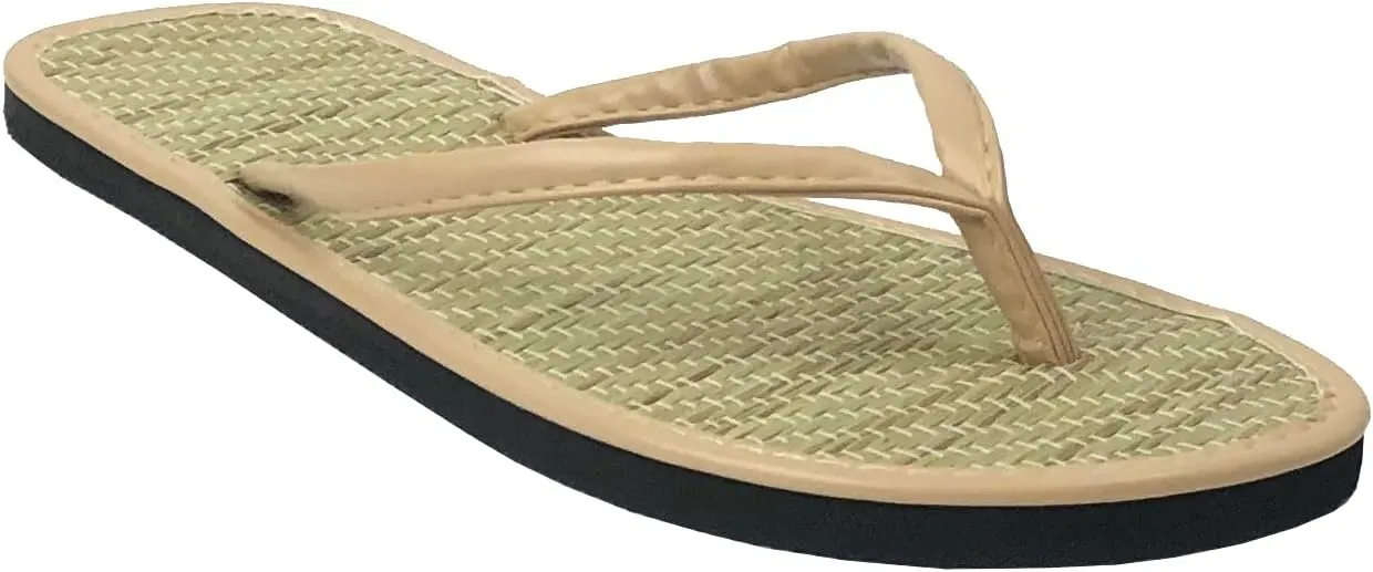 REDVOLUTION Women's Bamboo Sandal Flip-Flops Flats Beach Summer Shoe