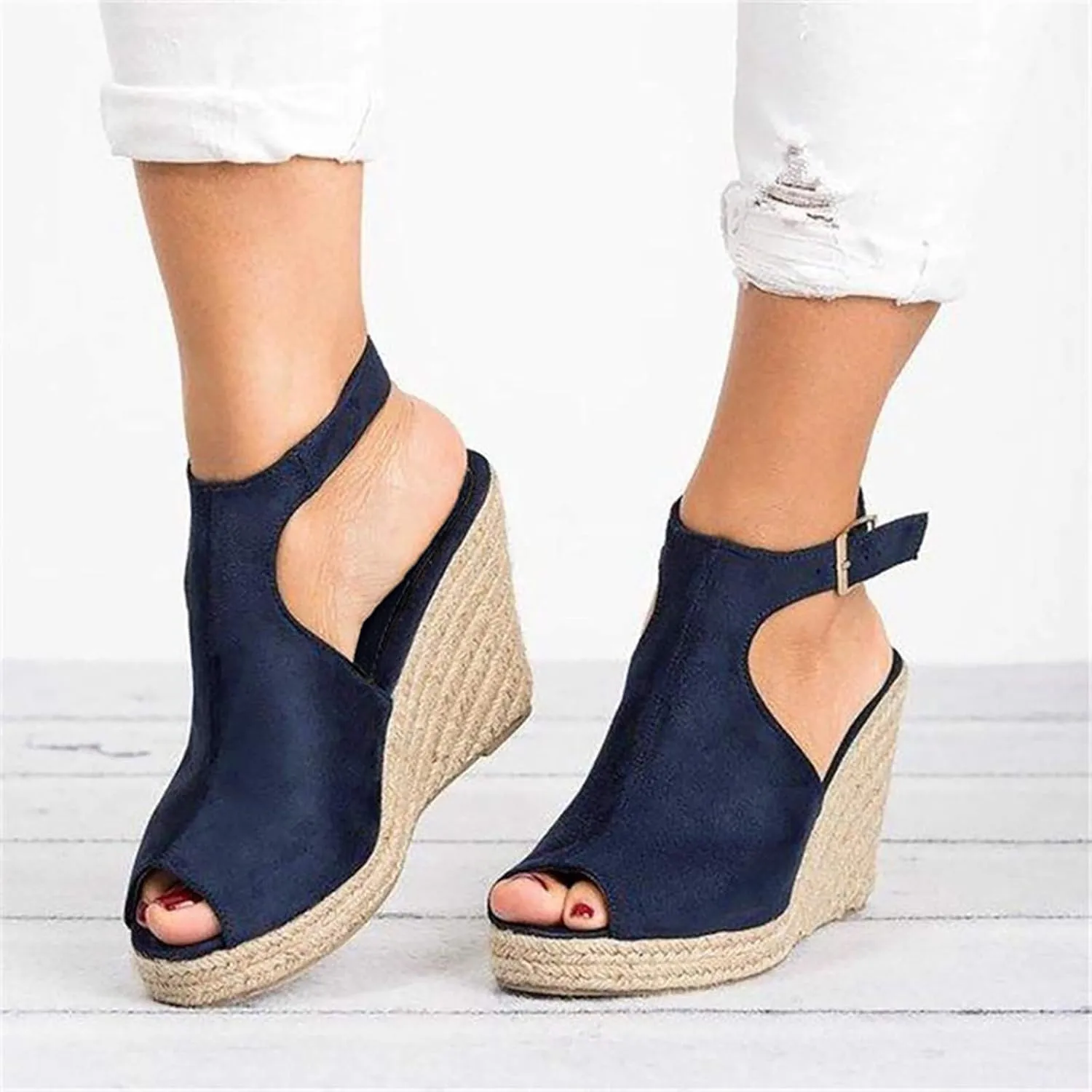 Rvidbe Platform Sandals for Women Sexy Women's Peep Toe Platform Sandals Summer Casual Ankle Buckle Wedge Sandals Shoes