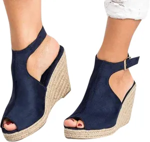 Rvidbe Platform Sandals for Women Sexy Women's Peep Toe Platform Sandals Summer Casual Ankle Buckle Wedge Sandals Shoes