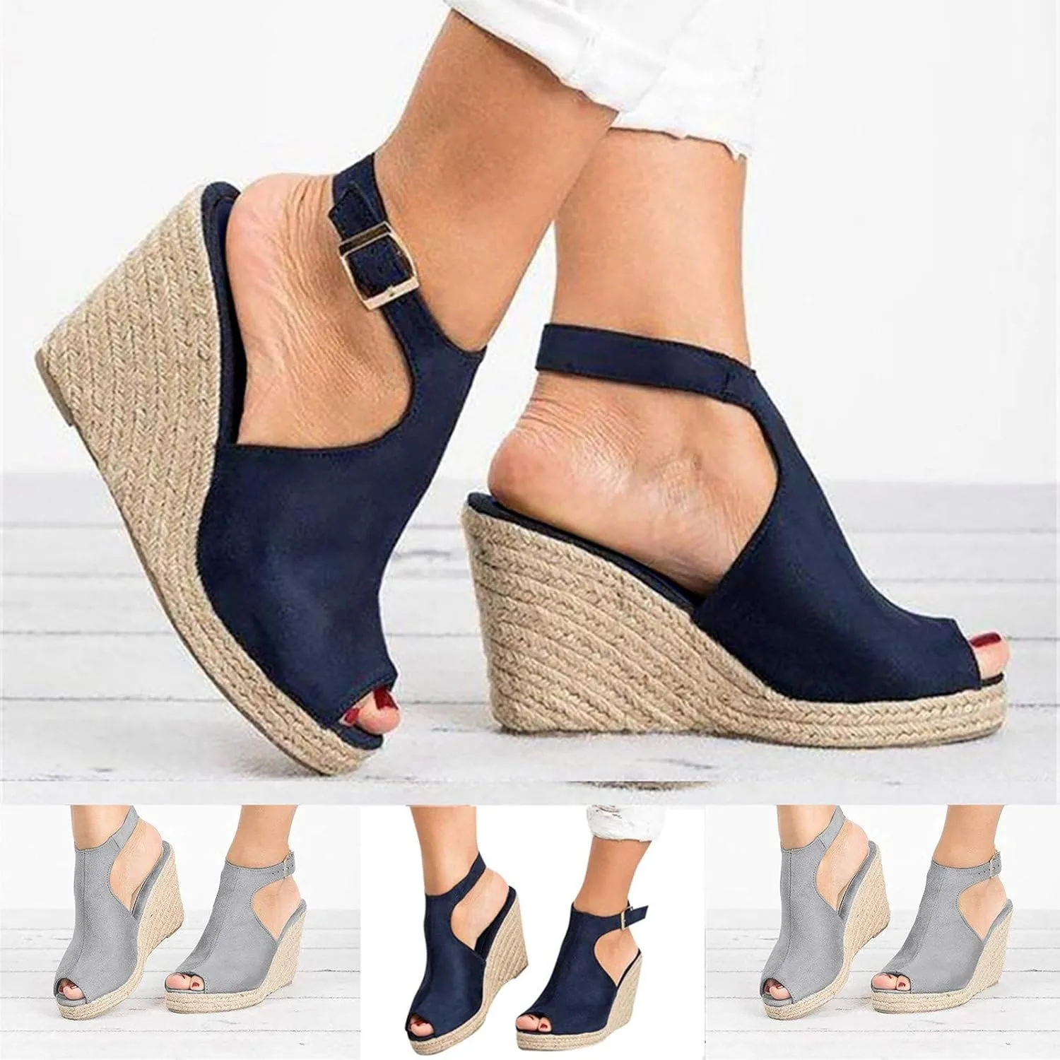 Rvidbe Platform Sandals for Women Sexy Women's Peep Toe Platform Sandals Summer Casual Ankle Buckle Wedge Sandals Shoes