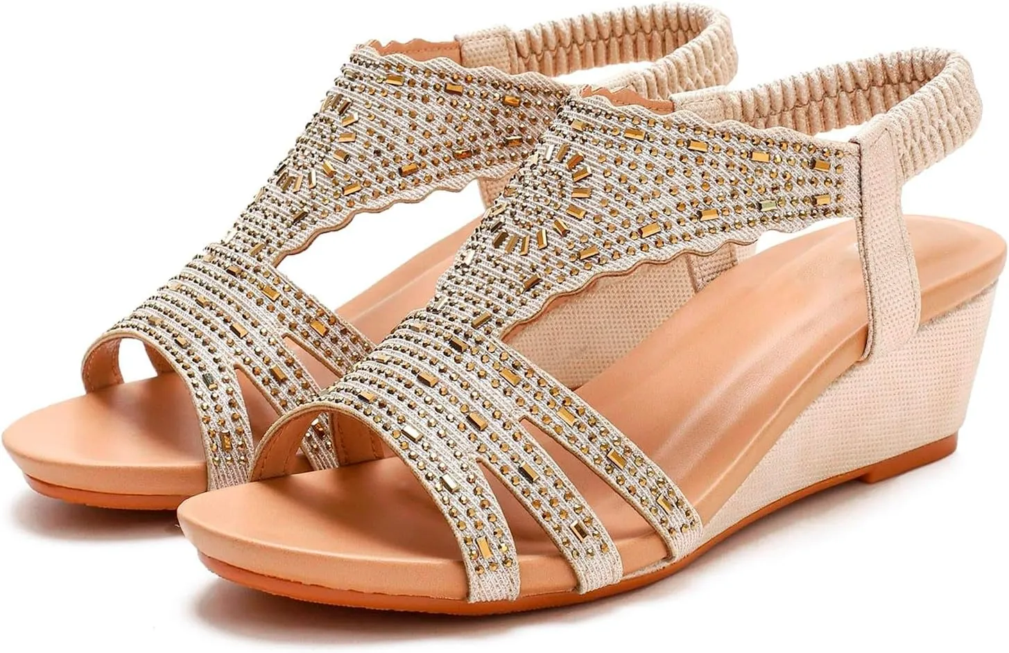 Sandals For Ladies Womens Wedges Shoes Elastic Band Casual Bohemian Sandals Boho Shoes for Women Open Toe High Heels