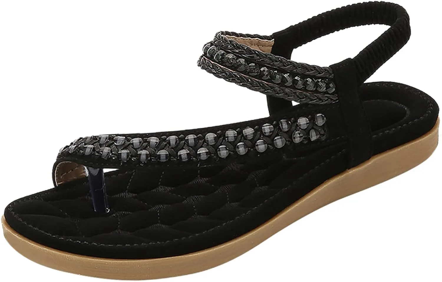 Sandals for Women 2025 Dressy Summer Beach Flip Flops Comfortable Bohemian Flats Sandals Ankle Strap Walking Shoes