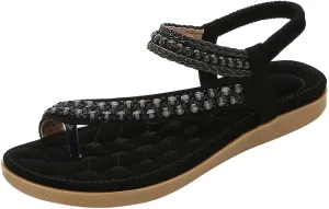 Sandals for Women 2025 Dressy Summer Beach Flip Flops Comfortable Bohemian Flats Sandals Ankle Strap Walking Shoes