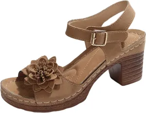 Sandals for Women 2025 Suede Platform Chunky Heel Retro Sandals with Adjustable Buckle Fashion Platform Block Heels