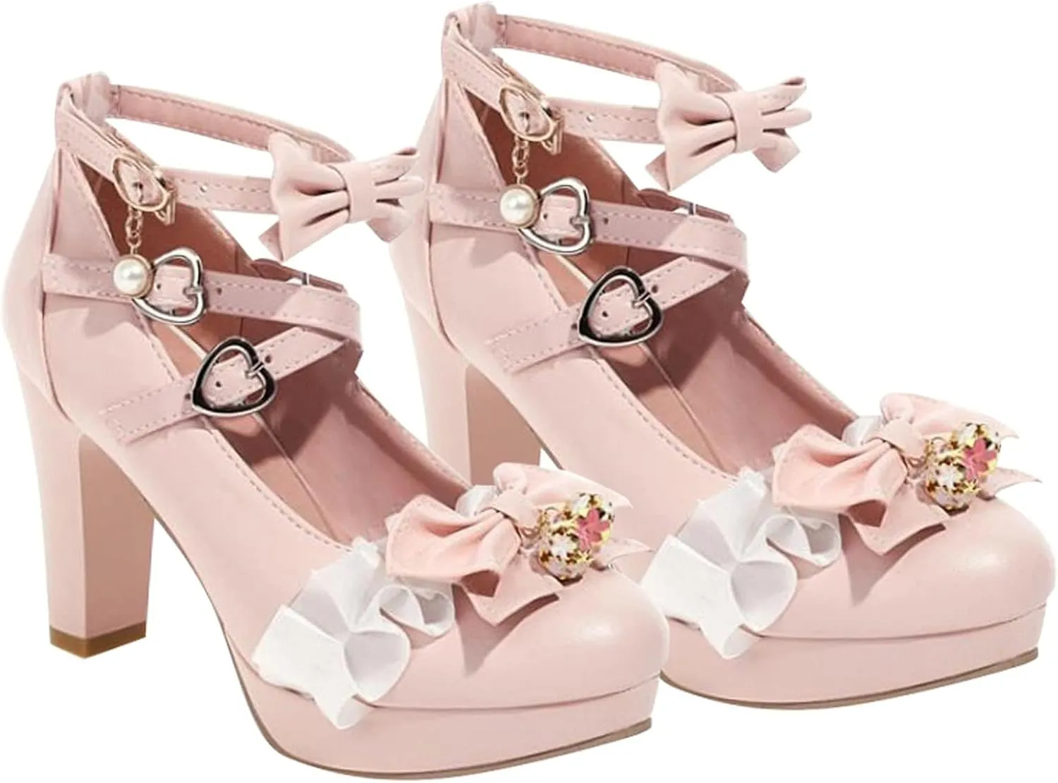 Sandals Sweet And Fresh Lace Bow Thick Sole Ladies Fairy High Heel Sandals Slides for Women Comfort