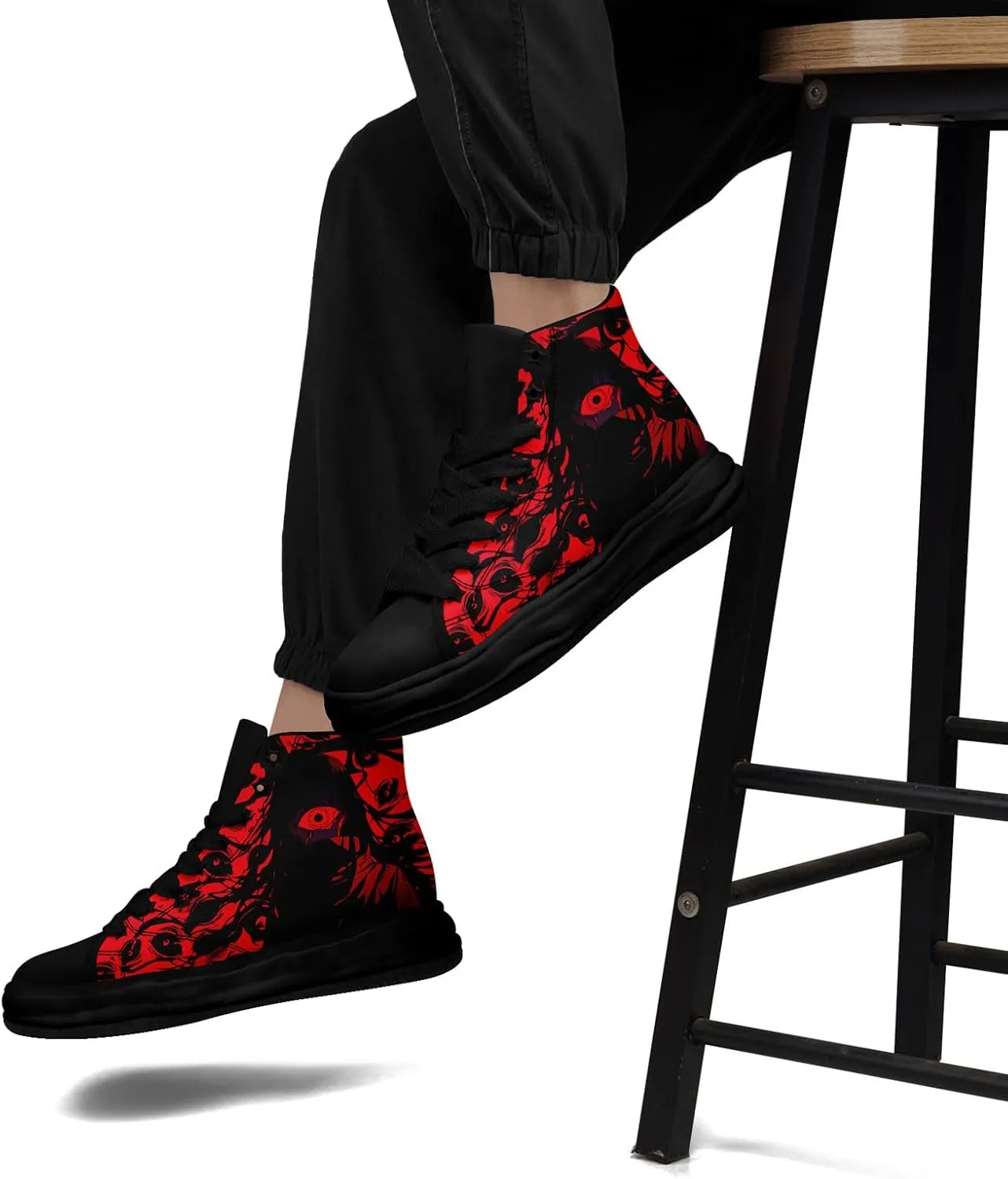 Skull High-Top Canvas Sneakers for Men Women Casual Comfortable Skateboarding Shoes, Gothic Design,Non-Slip Tennis Sneaker