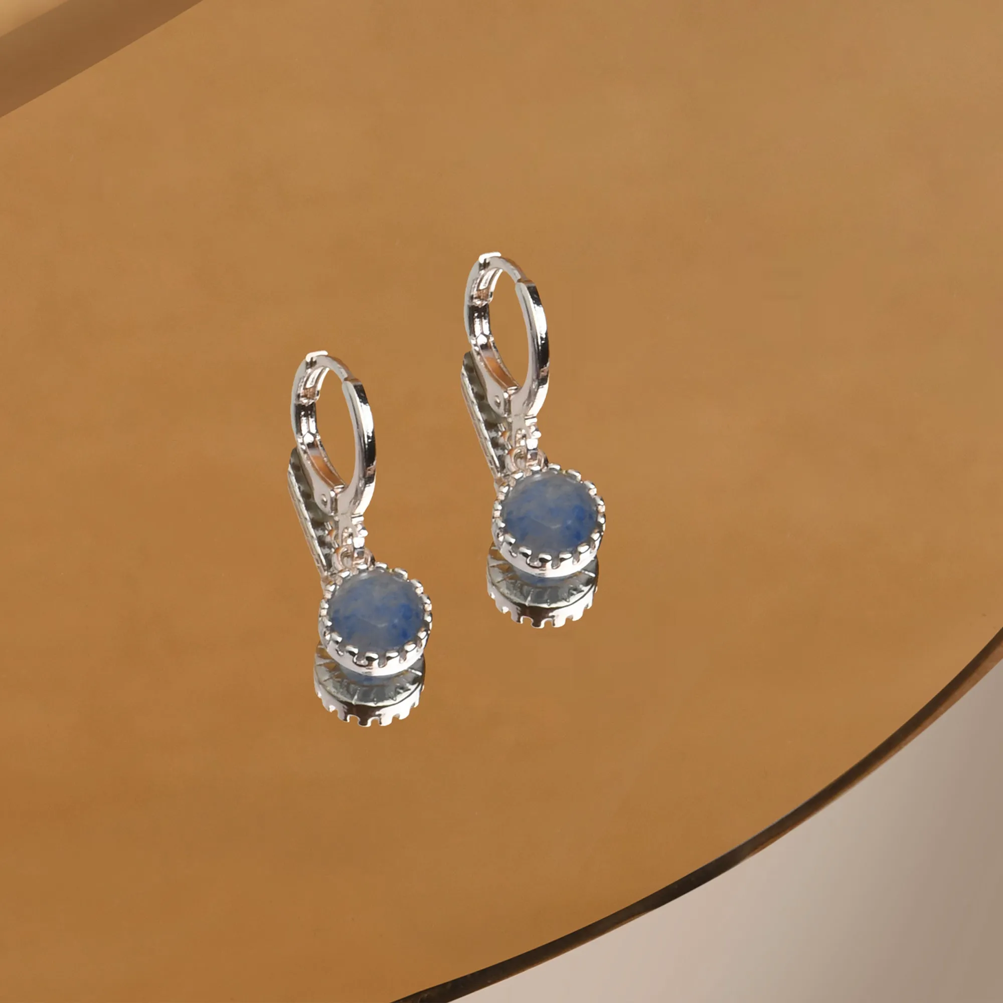 Sterling Silver-Plated Aventurine Drop Earrings