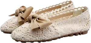 Stunner Women's Round Toe Flats Lace Hollow Breathable Slip on Flat Shoes