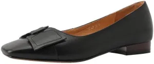 TinaCus Women's Retro Square Toe Genuine Leather Handmade Bowtie Slip On Dress Flats Shoes
