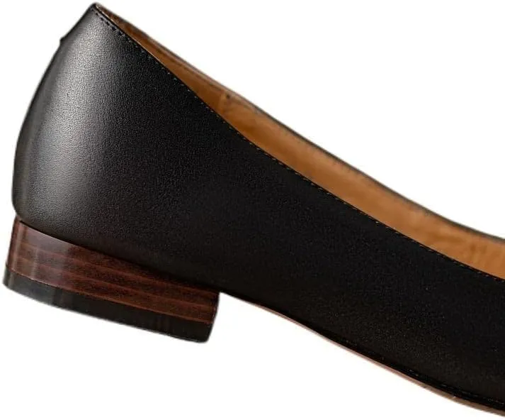 TinaCus Women's Retro Square Toe Genuine Leather Handmade Bowtie Slip On Dress Flats Shoes