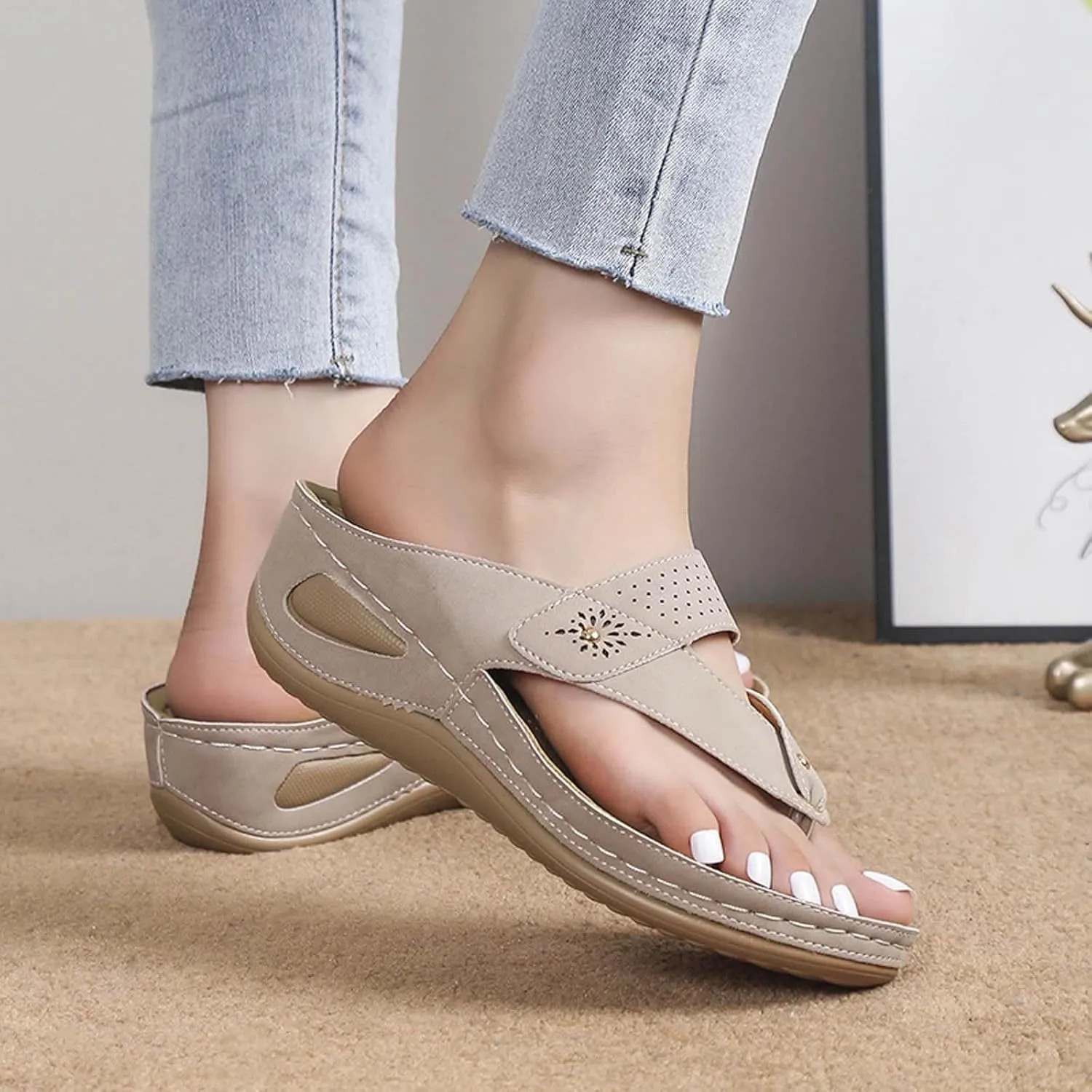 Wedge Heel Shoes for Women Dressy Sandals Low Heel Wide Width 2025 Summer Fashionable Casual Platform Wedge Slip on Thong Sandals Boho Casual High Wedges Walking Strappy Footwear