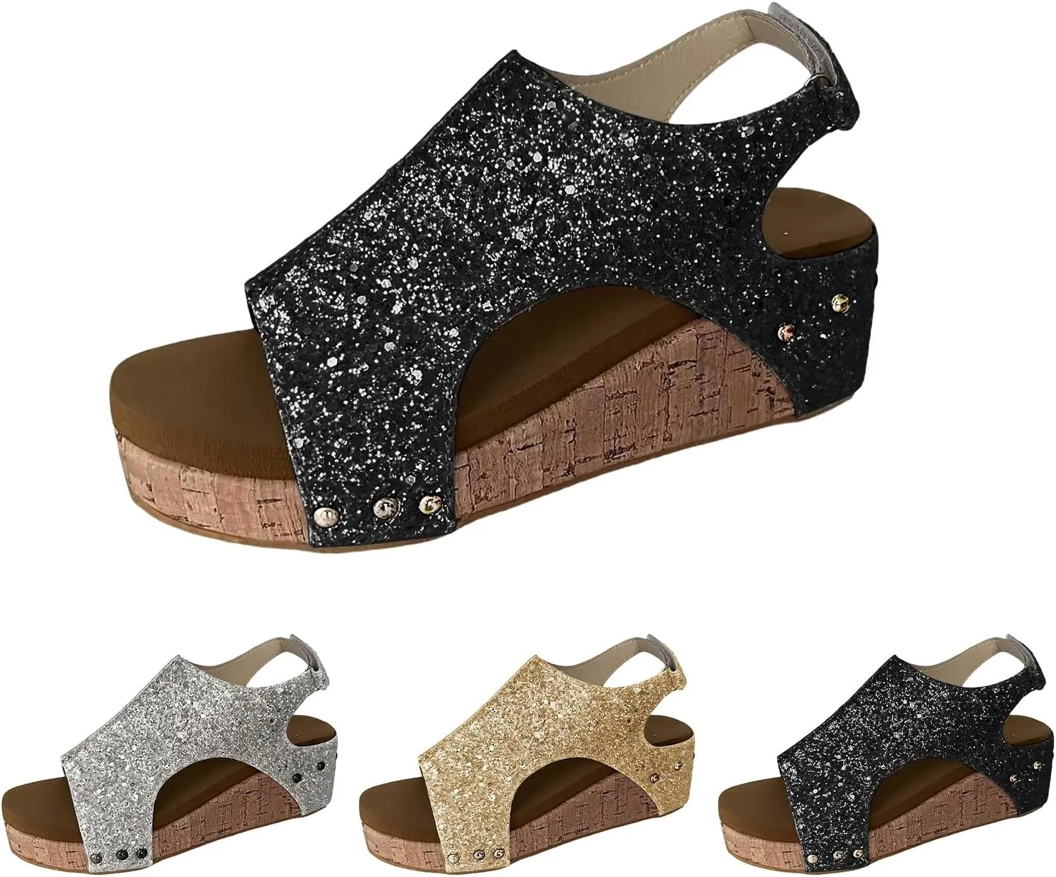 Wedge Sandals for Women 2025 Summer Open Toe Platform Wedges, Womens Espadrilles Buckle Ankle Strap Slip On Sandals Orthopedic Leather Shoes Wedding Party Dress Shoes