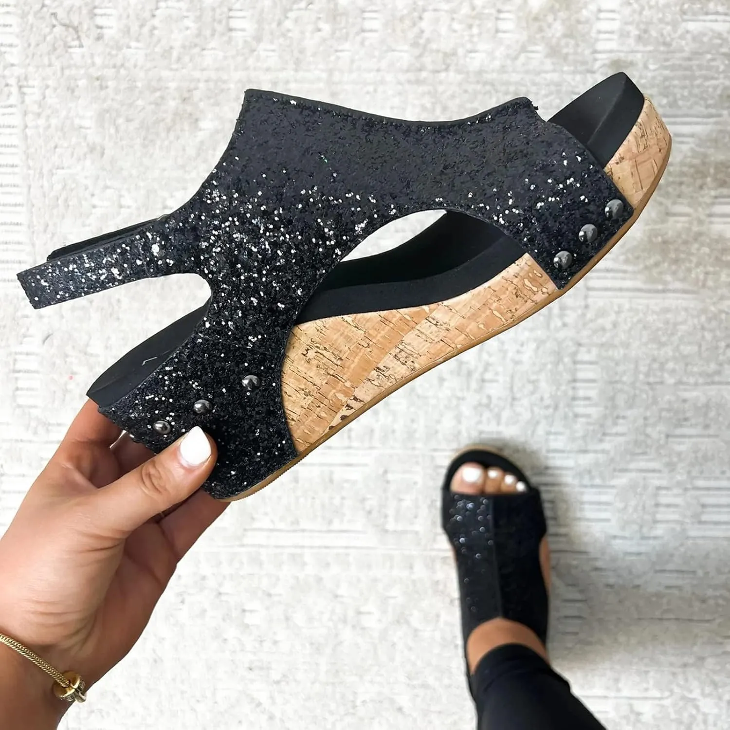 Wedge Sandals for Women 2025 Summer Open Toe Platform Wedges, Womens Espadrilles Buckle Ankle Strap Slip On Sandals Orthopedic Leather Shoes Wedding Party Dress Shoes