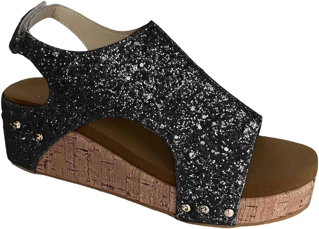 Wedge Sandals for Women 2025 Summer Open Toe Platform Wedges, Womens Espadrilles Buckle Ankle Strap Slip On Sandals Orthopedic Leather Shoes Wedding Party Dress Shoes