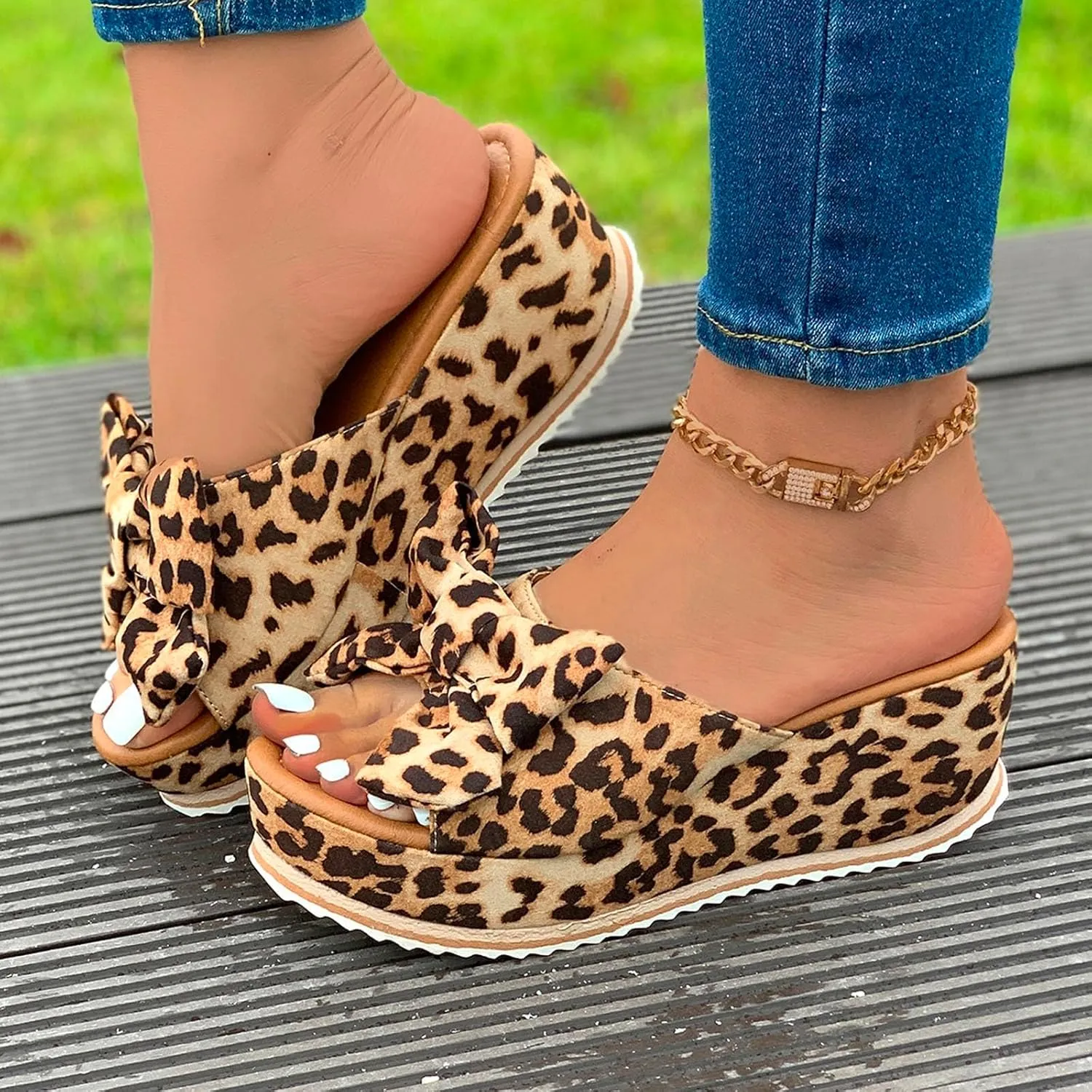Wedge Sandals for Women Summer Platform Flip Flops Fashion Ring Toe Bow Flat Sandals, Open Toe Slip On Slippers 2025 Vacation Travel Outdoor Flip Flops All Day Comfort