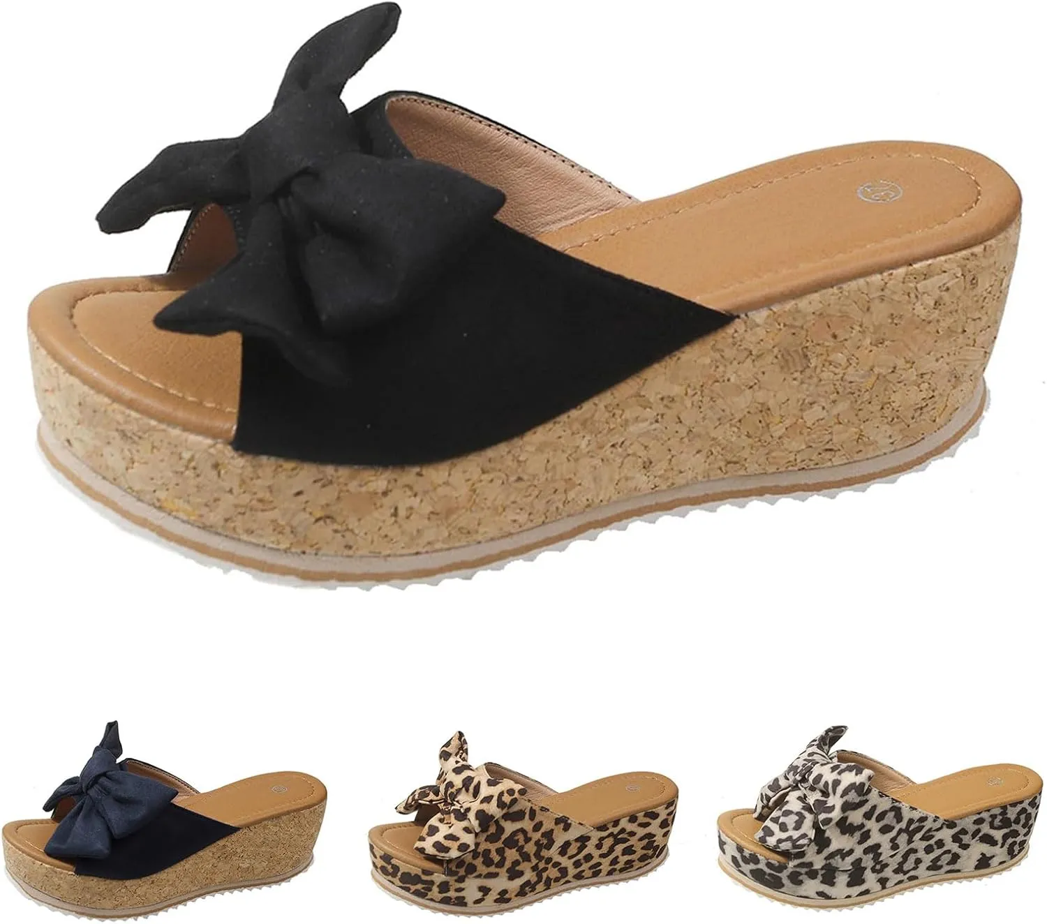Wedge Sandals for Women Summer Platform Flip Flops Fashion Ring Toe Bow Flat Sandals, Open Toe Slip On Slippers 2025 Vacation Travel Outdoor Flip Flops All Day Comfort