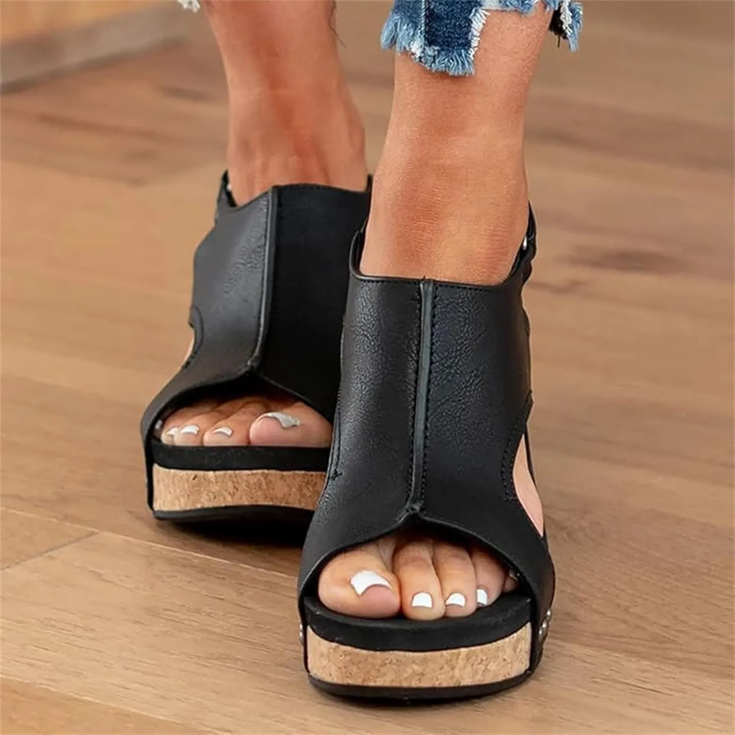 Women Sandals Comfortable Dressy Wedge Platform Sandals Heels Open Toe Ankle Strap Slip on Casual Beach Summer Dress Shoes