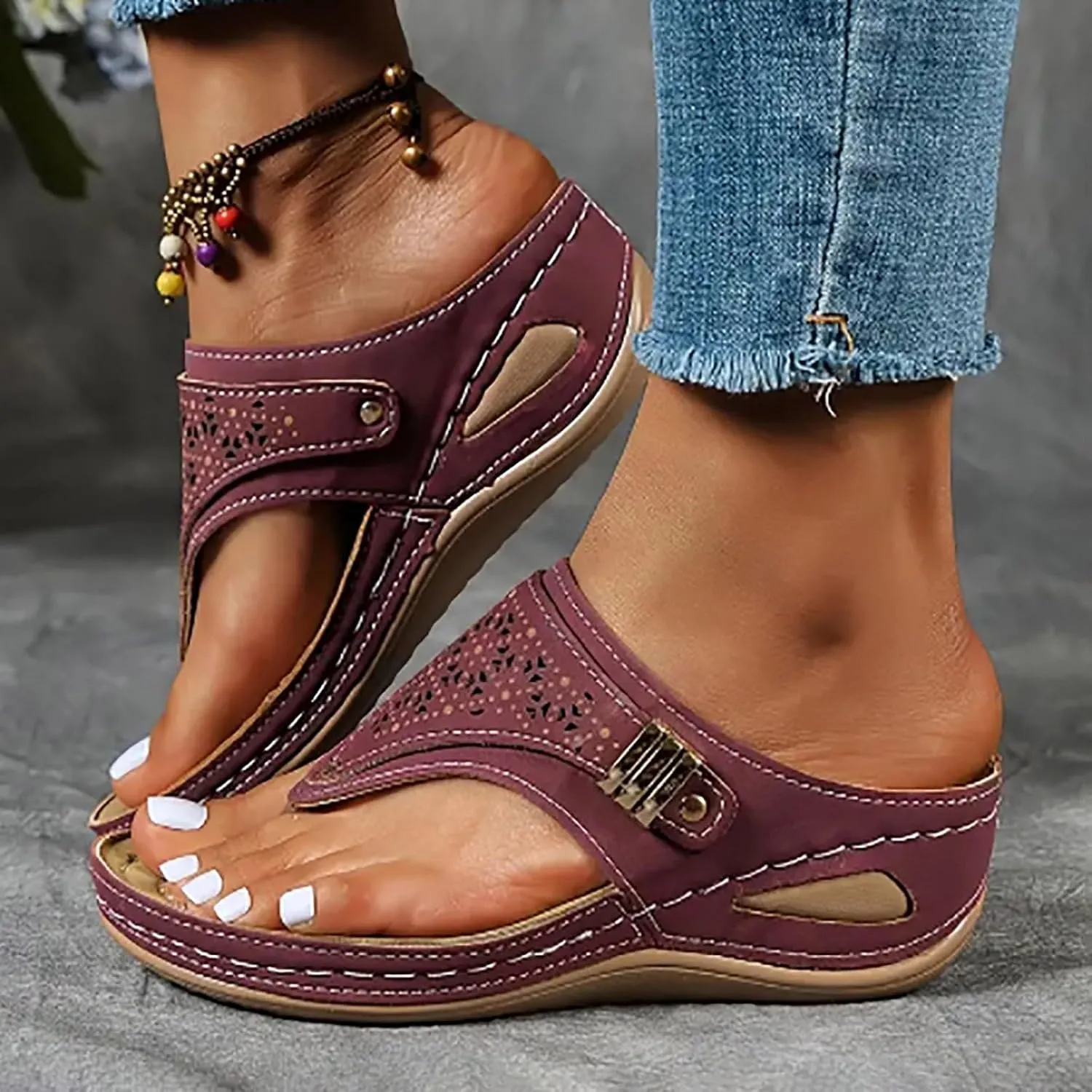Women Shoes Wedge Heel Platform Sandals Stylish Correctable Bohemian Beach Espadrille Wedges Shoes for Women Sandals