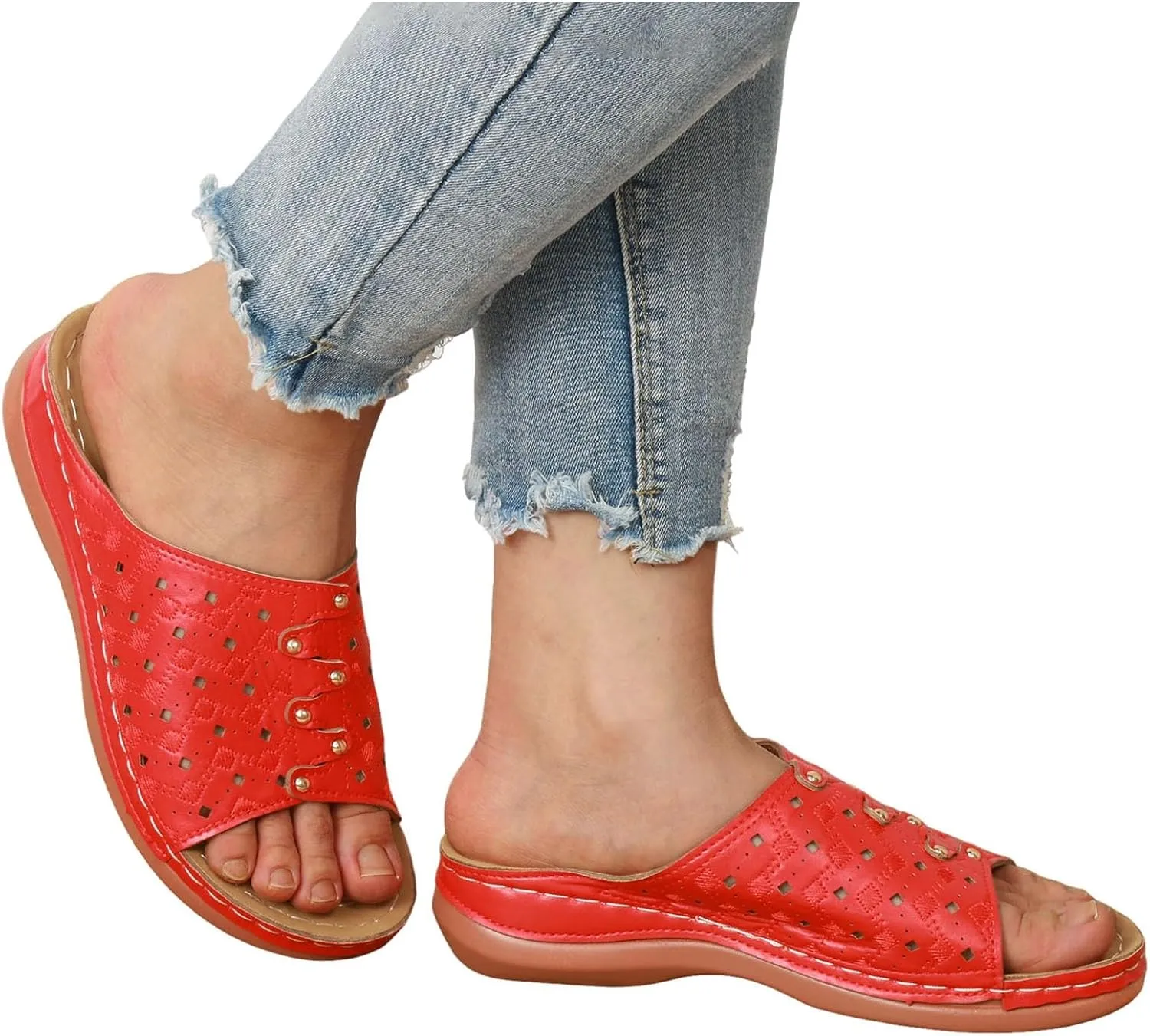 Women Shoes Wedge Heel Sandals Fashionable One Foot Wear Can Correct Arch Sandals for Women Strap Flat for