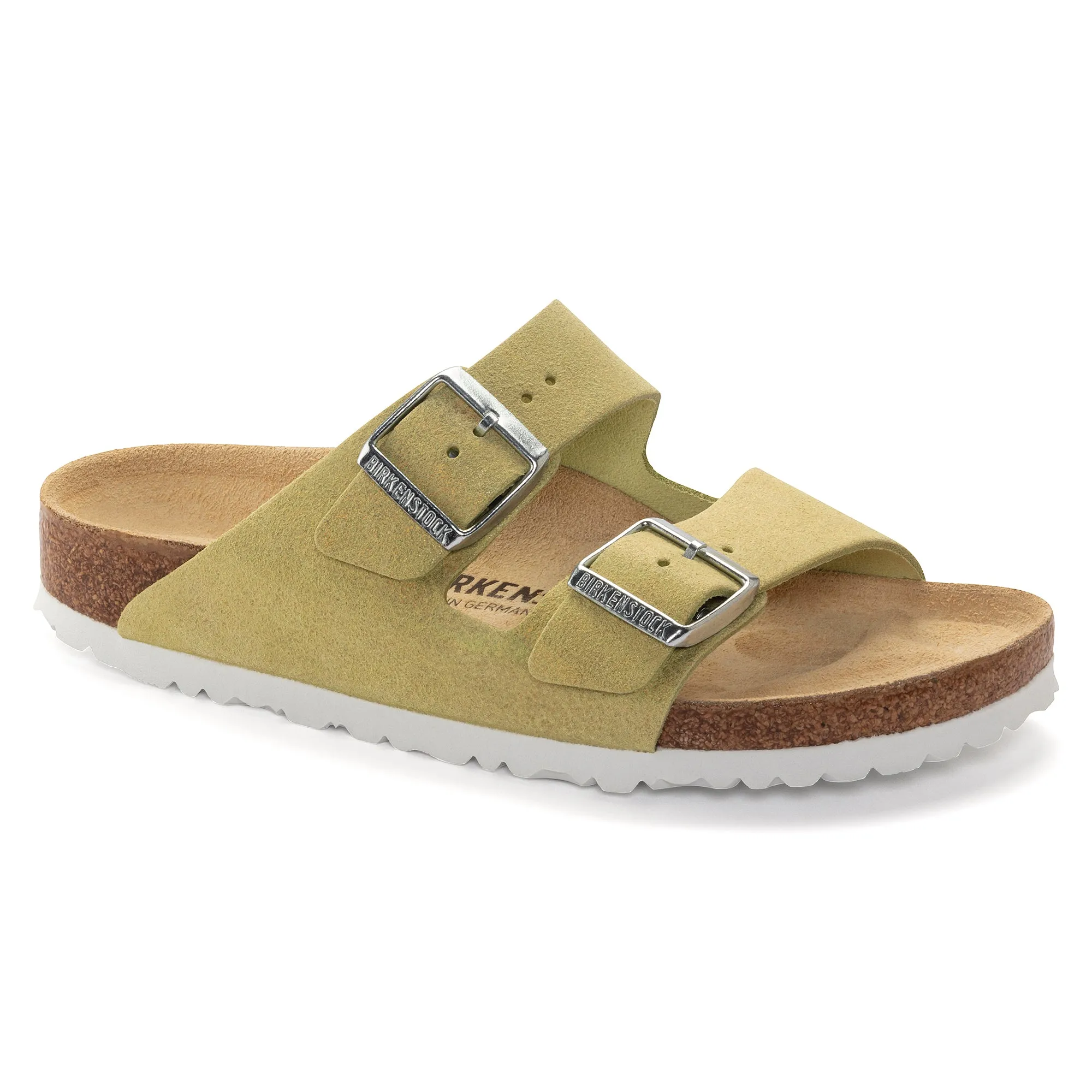 Women's Birkenstock Arizona Shimmering Suede Leather Color: Popcorn