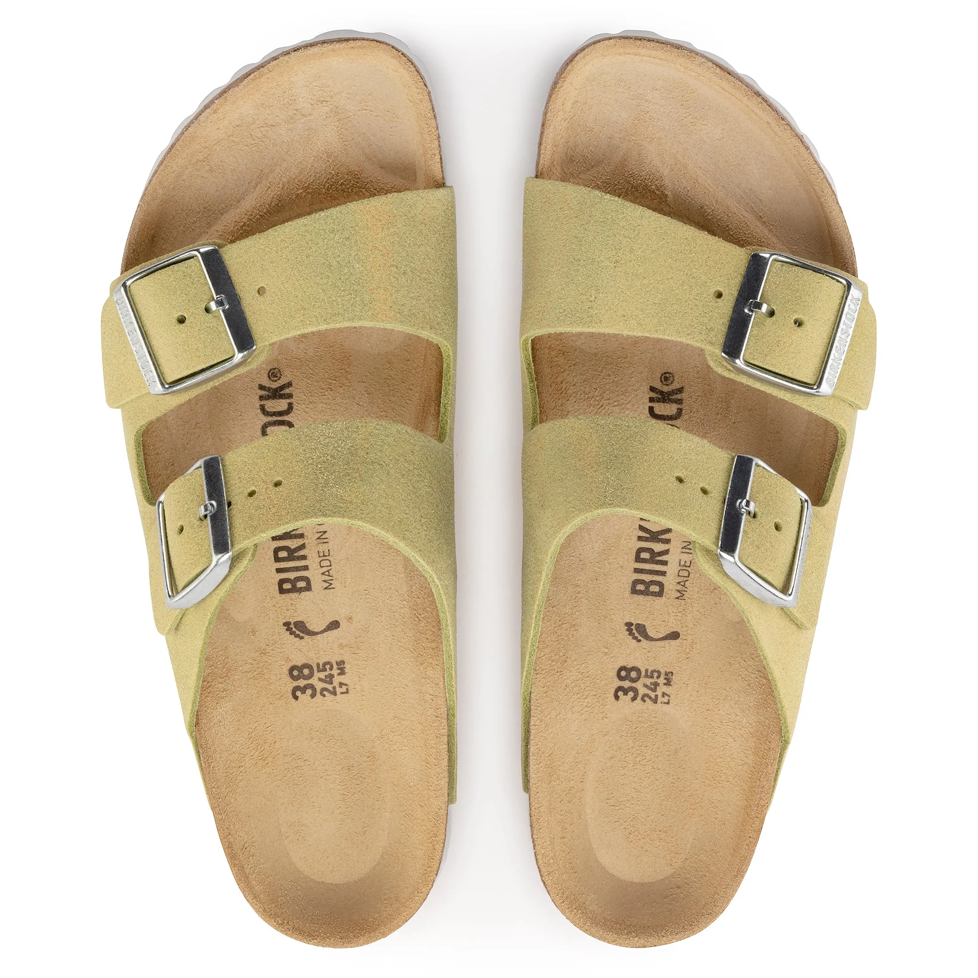 Women's Birkenstock Arizona Shimmering Suede Leather Color: Popcorn