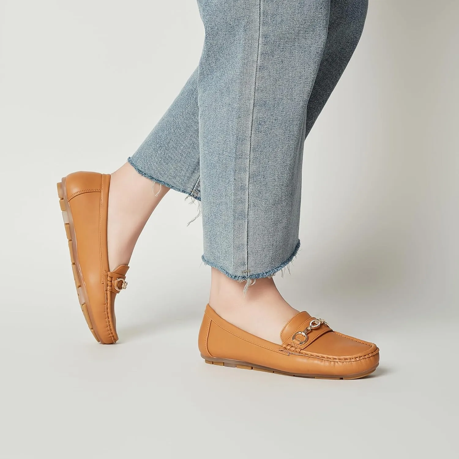 Women's Business Loafers Work Casual Flats Shoes Lightweight Penny PU Leather Slip On Walking Shoes