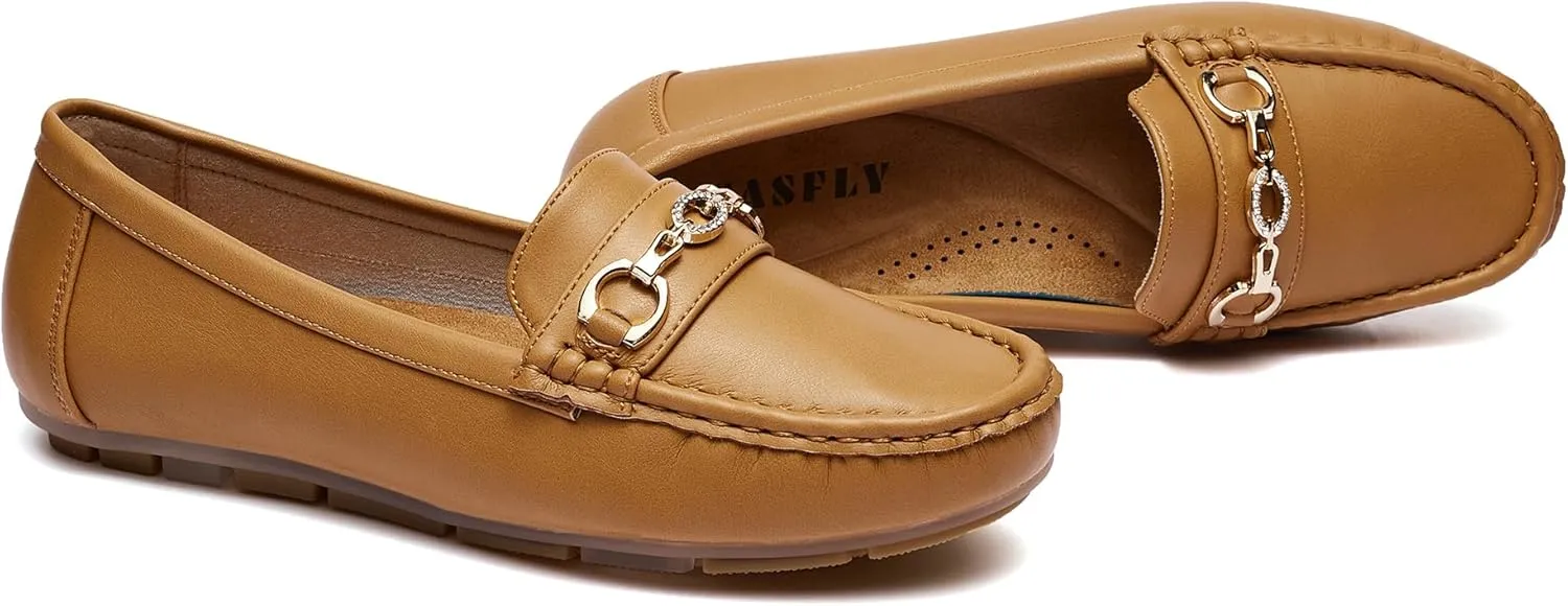 Women's Business Loafers Work Casual Flats Shoes Lightweight Penny PU Leather Slip On Walking Shoes