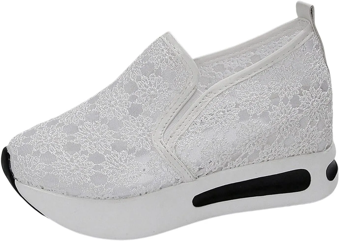 Womens Canvas Slip on Sneakers Walking Tennis Flat Dress Loafers Platform Wedge Mesh Shoes Embroidery Sneakers Casual Clip