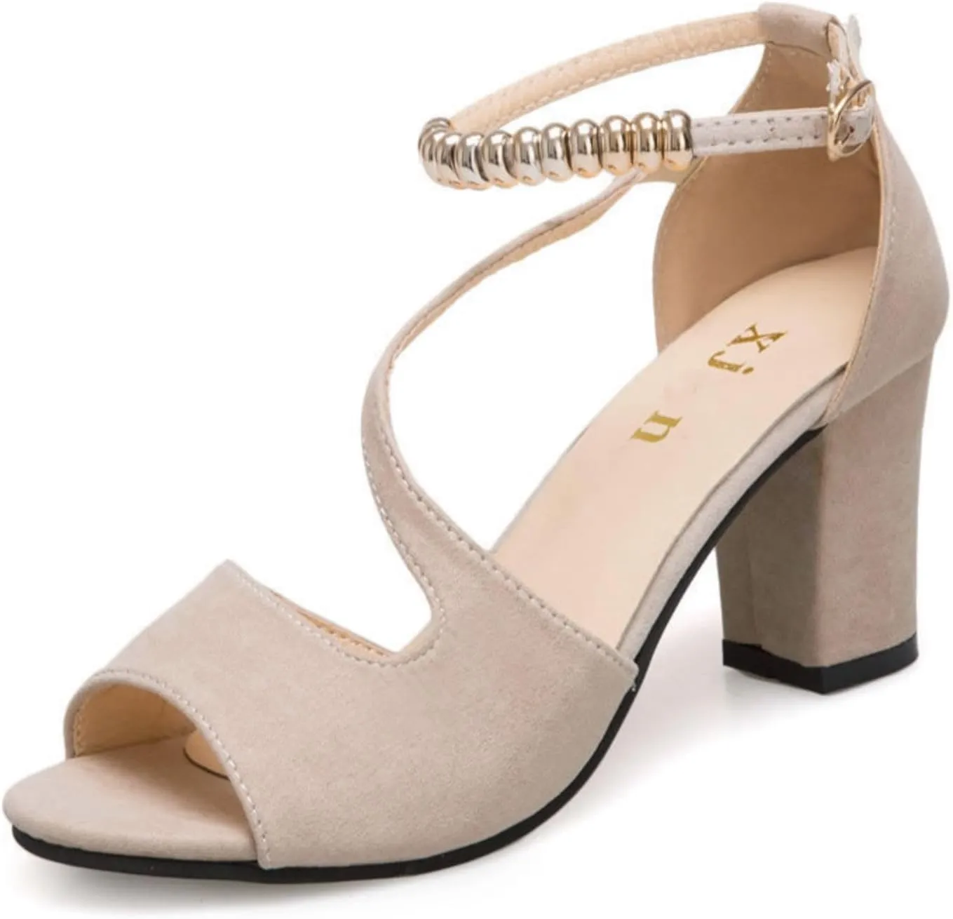 Women's Open Toe Ankle Strap Low Block Chunky Heels Sandals Fashion Fish Mouth Thick Heel Design Party Dress Wedding Pump Shoes Indoor Outdoor for Summer