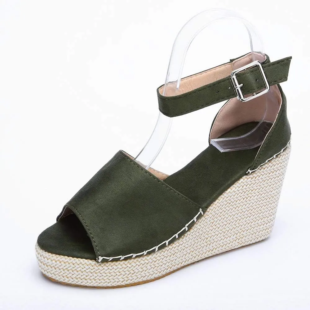 Womens Platform Sandals Orthopedic Slip On Wedge Sandals Dressy Casual Spring Summer Shoes for Women Strappy Ankle Strap Metal Buckle Ladies Slide Sandal