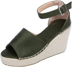 Womens Platform Sandals Orthopedic Slip On Wedge Sandals Dressy Casual Spring Summer Shoes for Women Strappy Ankle Strap Metal Buckle Ladies Slide Sandal