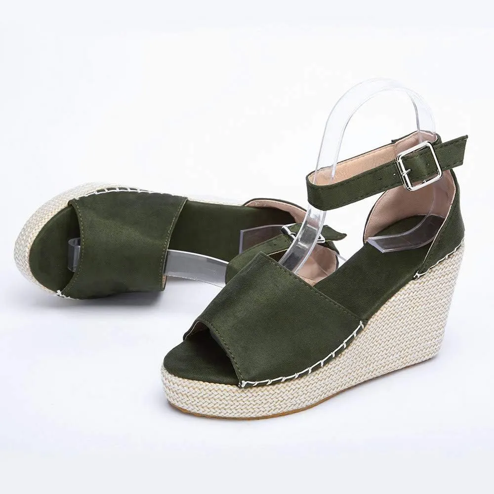 Womens Platform Sandals Orthopedic Slip On Wedge Sandals Dressy Casual Spring Summer Shoes for Women Strappy Ankle Strap Metal Buckle Ladies Slide Sandal