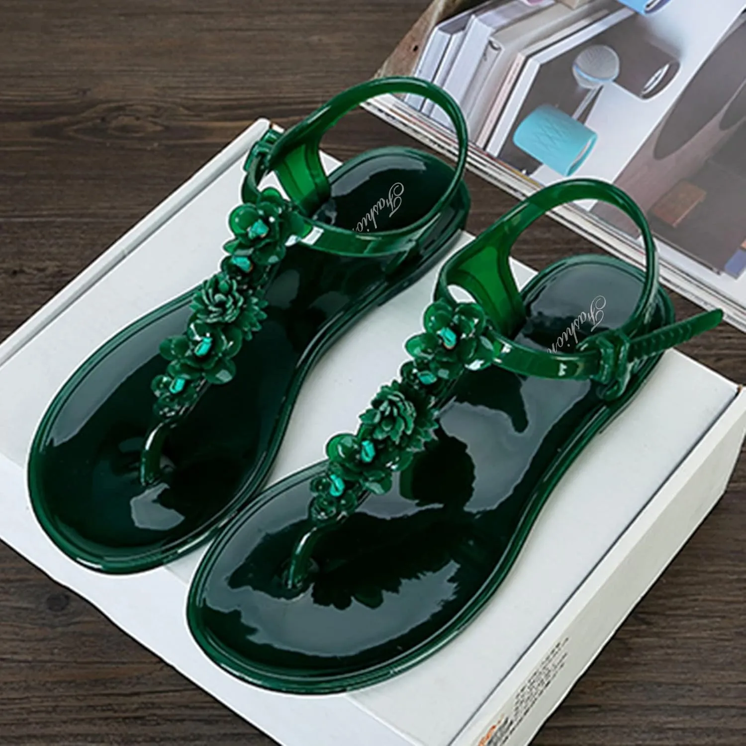 Women's Sandals Buckle Adjustable Ankle Strap Flats Summer Flowers Clip Toe Slip On Wedding Party Dress Shoes